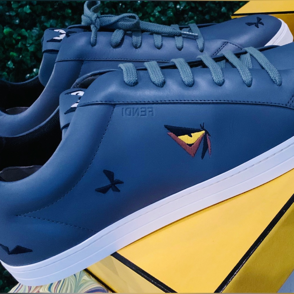 FENDI Butterfly Multicolor Bag Bugs Low-Top Storm Leather Sneakers UK12 US13 NEW - Picture 12 of 16